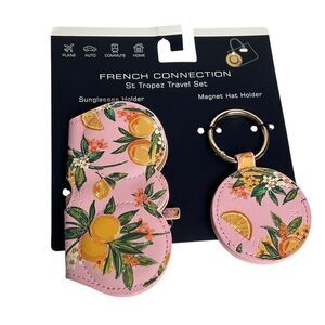 French Connection St. Tropez Pink Sunglasses & Hat Holder Set
